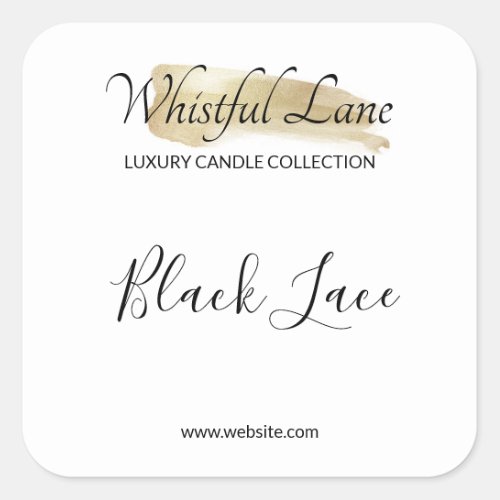 Modern Logo Gold Ink White Candle Product Labels