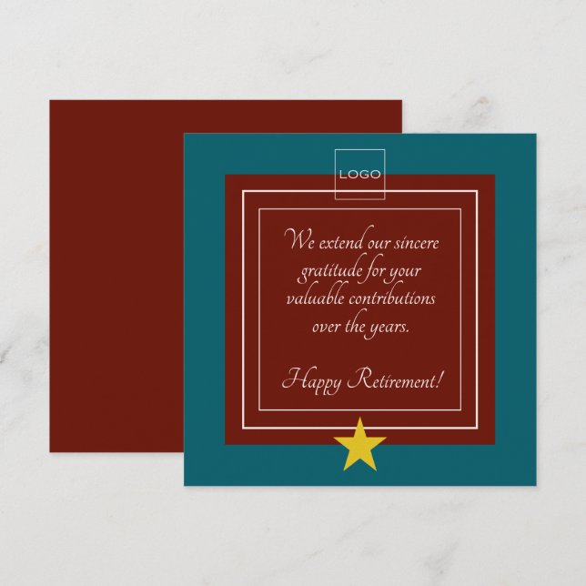 Modern Logo, Gold Star Burgundy and Teal Retirment (Front/Back)