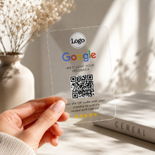 Modern Logo Google Review Business QR Code Clear Business Cards