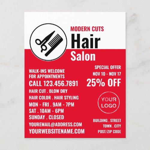 Modern Logo Hair Stylist Hair Salon Advert Flyer