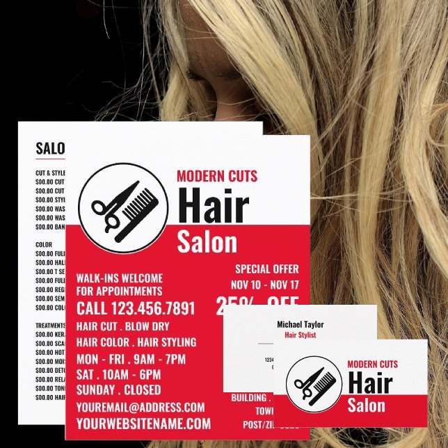 Modern Logo, Hair Stylist, Hair Salon Business Card (Creator Uploaded)