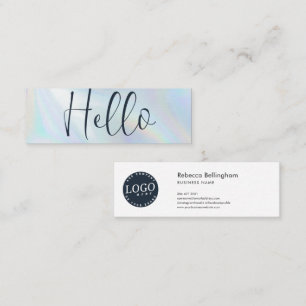 Modern Logo Holographic Script Employee Mini Business Card
