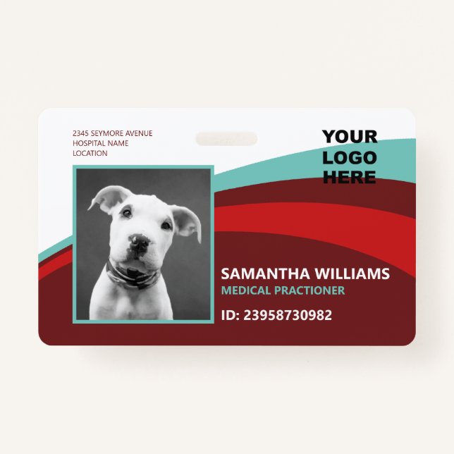 Modern Logo ID Photo Medical Professional  Badge (Front)