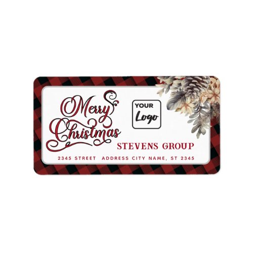 Modern logo Merry Christmas pine cone floral Label