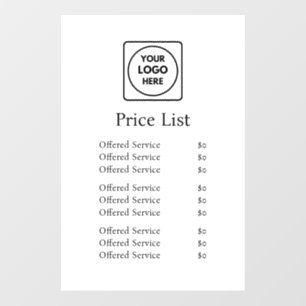 Modern Logo   Minimalist Business Price List Wall Decal