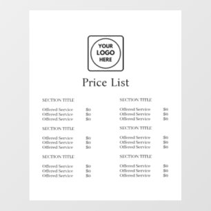 Modern Logo Minimalist Business Price List Wall Decal