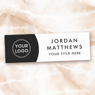 Modern logo, name and title black and white name name tag