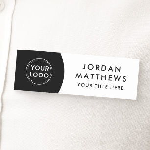 Modern logo, name and title black and white name tag