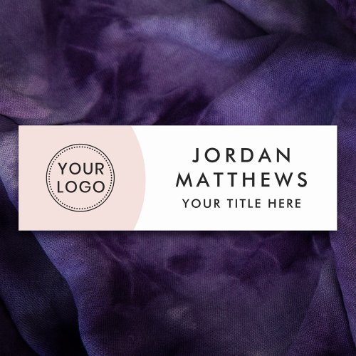 Modern logo name and title blush pink and white name tag