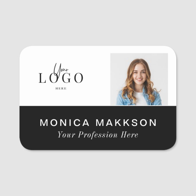 Modern logo, name and title classy name tag (Front)