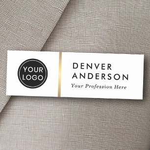 Modern logo, name and title classy white name tag