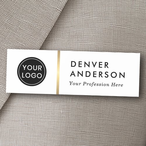 Modern logo name  and title classy white name tag