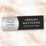 Modern logo, name and title silver gradient black  name tag