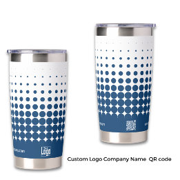 Modern Logo Name QR-code WWW Blue White Halftone Insulated Tumbler