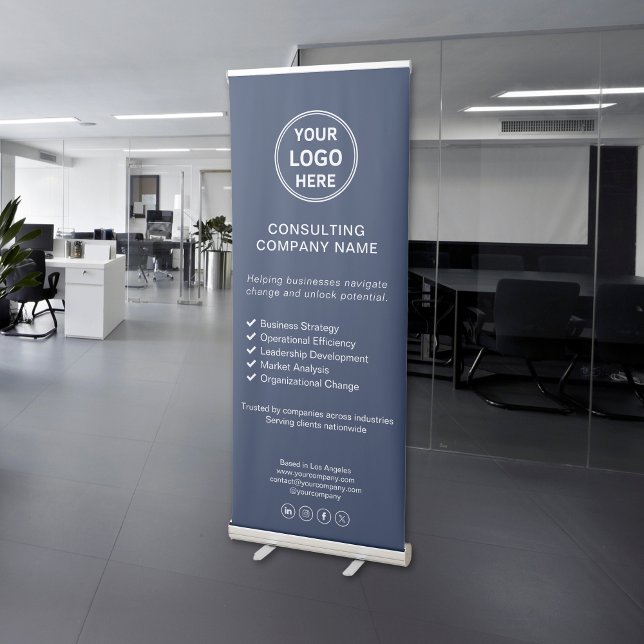 Modern Logo Navy Blue Business Event Consultant Retractable Banner (Modern Logo Navy Blue Business Event Consultant Retractable Banner)