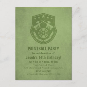 Modern Logo Paintball Birthday Party Invitations