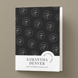 Modern Logo Pattern Corporate Business Black White Pocket Folder