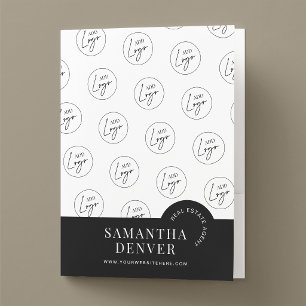Modern Logo Pattern Corporate Business Black White Pocket Folder