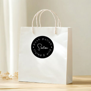 Modern logo personalized business hair salon classic round sticker