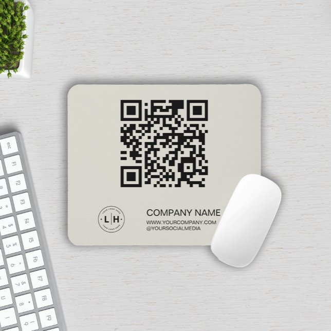 Modern Logo Personalized Business Mouse Pad (Custom Business Logo QR code Company Mouse Pad by MINTIC DESIGN STUDIO)