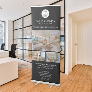 Modern Logo Photo Black Professional Business Retractable Banner
