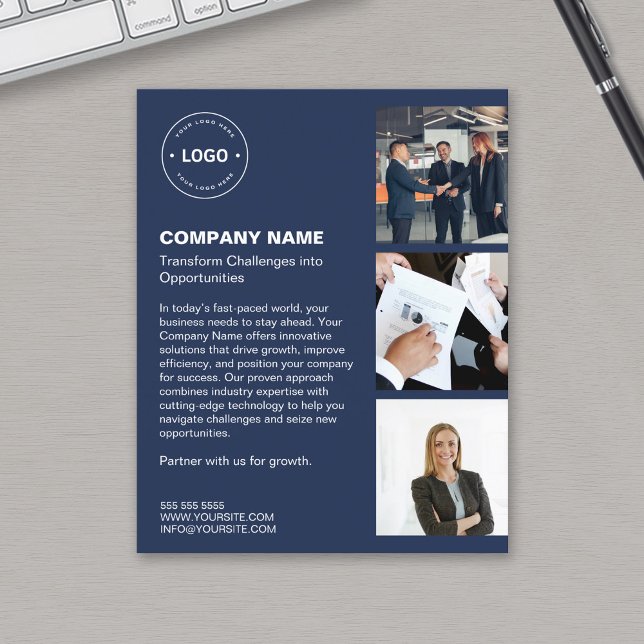 Modern Logo Photo Blue Professional Business Flyer (Modern Logo Photo Blue Professional Business Flyer)