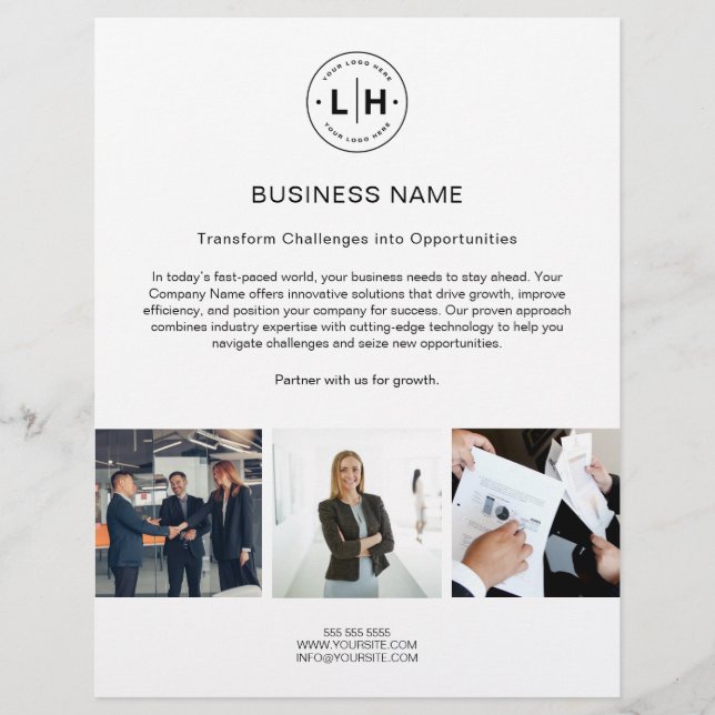 Modern Logo Photo Corporate White Business Flyer (Front)