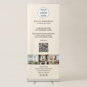 Modern Logo Photo Cream Professional Business Retractable Banner