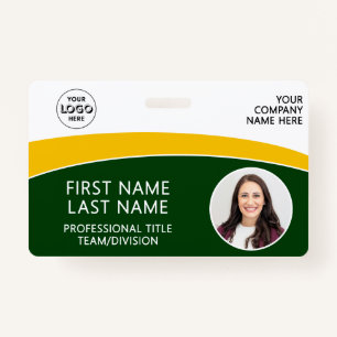 Modern Logo Photo ID Barcode Employee Name Badge