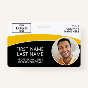 Modern Logo Photo ID Barcode Employee Name Badge