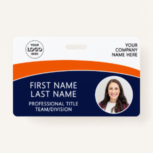 Modern Logo Photo ID Barcode Employee Name Badge