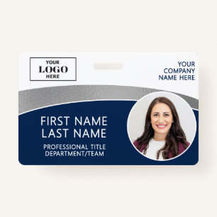 Modern Logo Photo ID Barcode Employee Name Badge