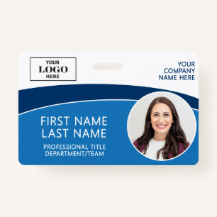 Modern Logo Photo ID Barcode Employee Name Badge