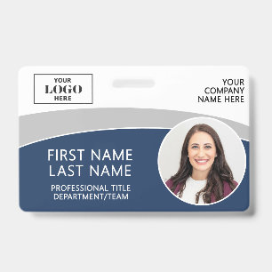 Modern Logo Photo ID Barcode Employee Name Badge