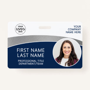 Modern Logo Photo ID Barcode Employee Name Badge
