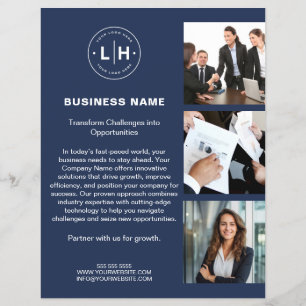 Modern Logo Photo Navy Blue Corporate Business Flyer