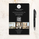 Modern Logo Photo QR Black Professional Business Flyer<br><div class="desc">Promote your brand with this sleek and customizable professional flyer, designed to make a lasting impression. Upload 3 personal or portfolio photos, add your custom text or list of services, and include your contact details to help clients reach you easily. A scannable QR code links directly to your consultation booking...</div>