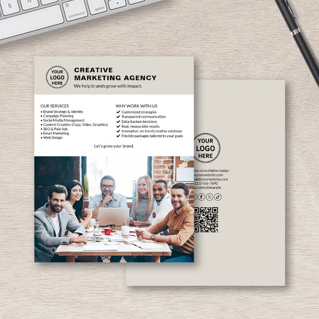 Modern Logo Photo QR Marketing Business Flyer (Editable business flyer – clean layout, professional impact)