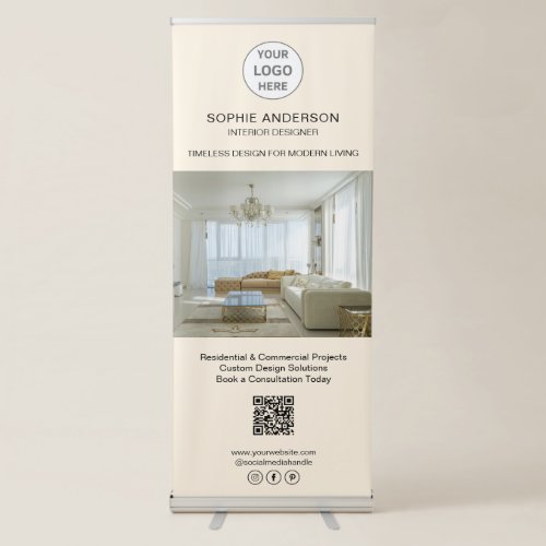 Modern Logo Photo QR Professional Business Retractable Banner