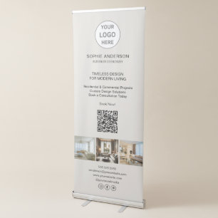 Modern Logo Photo QR Professional Business Retractable Banner