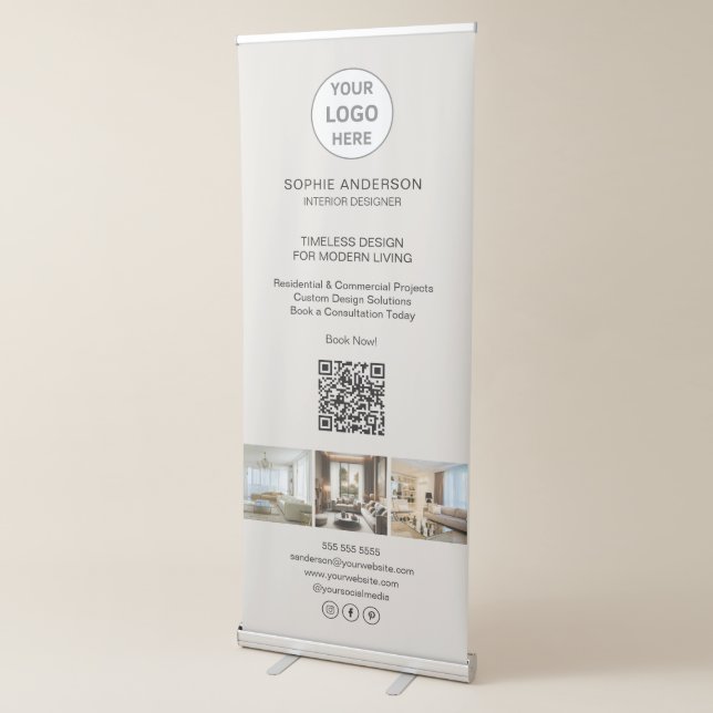 Modern Logo Photo QR Professional Business Retractable Banner (3/4)
