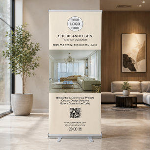 Modern Logo Photo QR Professional Business Retractable Banner