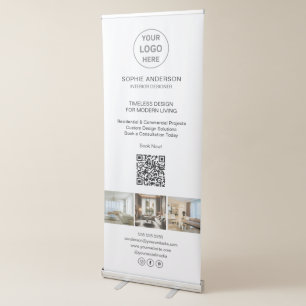 Modern Logo Photo White Professional Business Retractable Banner