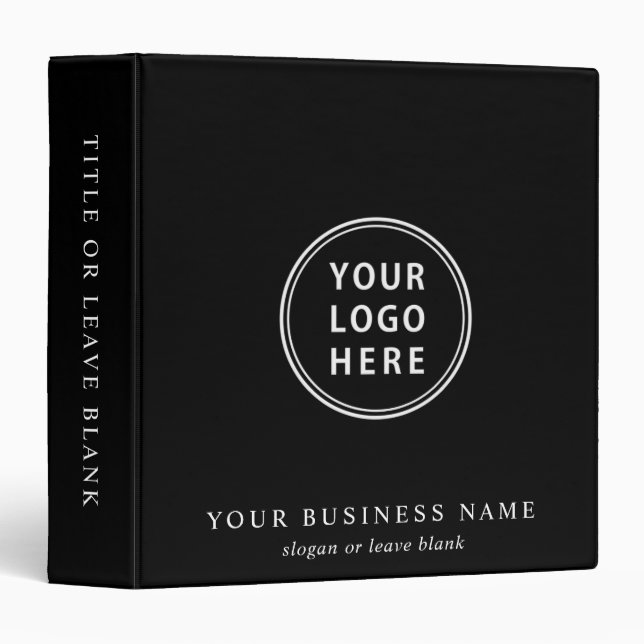 Modern Logo Professional Black 3 Ring Binder (Front/Spine)