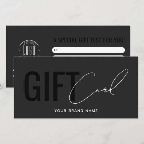 Modern logo professional gray black gift card