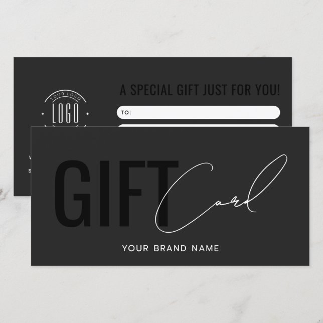 Modern logo professional gray black gift card (Front/Back)