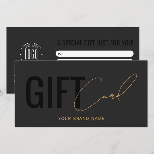 Modern logo professional gray black gift card