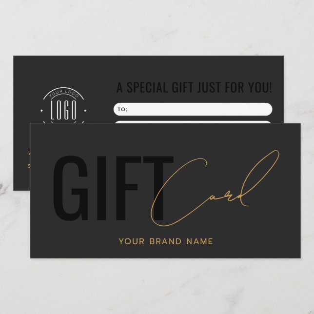 Modern logo professional gray black gift card (Front/Back)