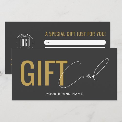 Modern logo professional gray yellow gift card