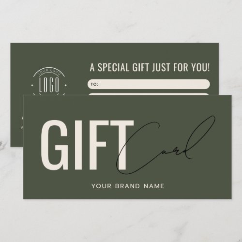 Modern logo professional green gift card